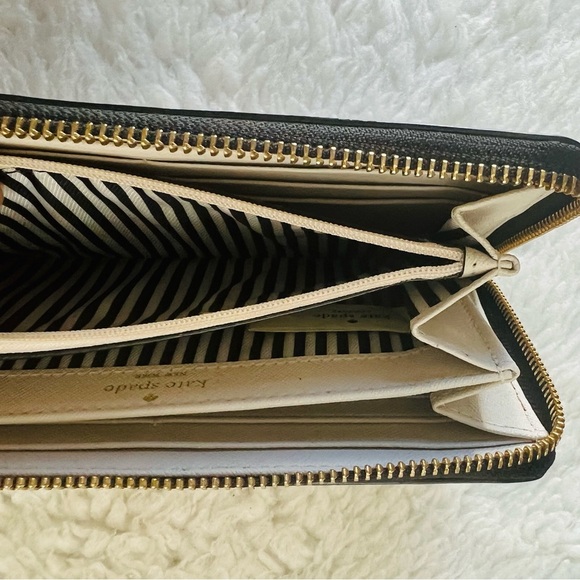 Kate Spade Stacie Color Block Beige/Black Zip Around Long Wallet - Picture 8 of 12
